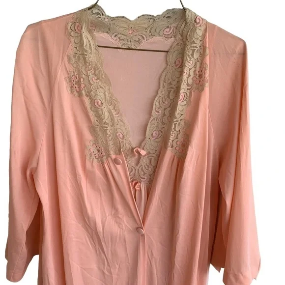 Vintage Vanity Fair Lingerie Nightgown Robe Peignor Set Women 36 Ladies Lace